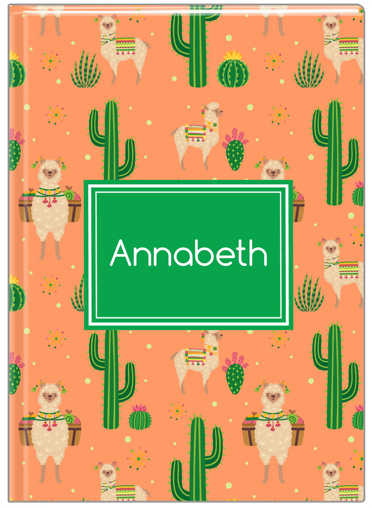 Personalized Cactus / Succulent Journal X - Alpacas - Rectangle Nameplate - Front View