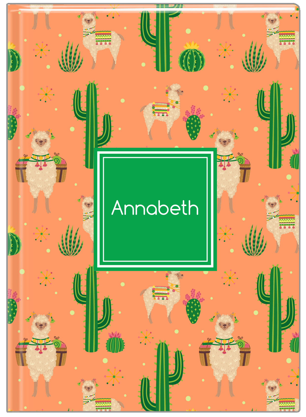 Personalized Cactus / Succulent Journal X - Alpacas - Square Nameplate - Front View