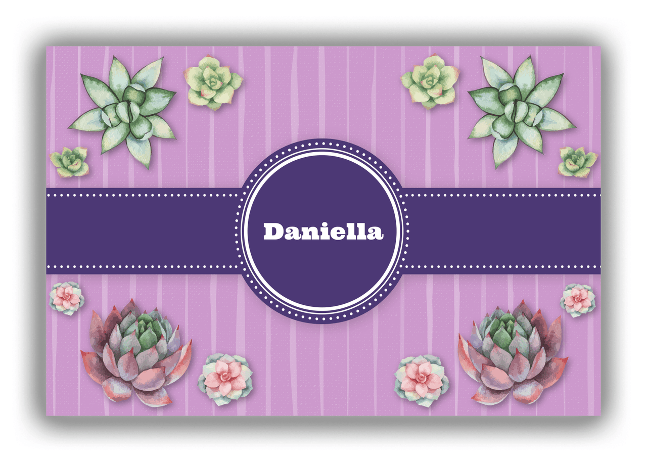 Personalized Cactus / Succulent Canvas Wrap & Photo Print I - Watercolor - Circle Ribbon Nameplate - Front View