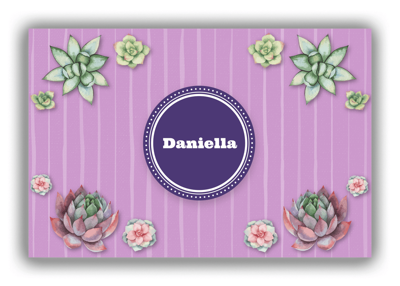 Personalized Cactus / Succulent Canvas Wrap & Photo Print I - Watercolor - Circle Nameplate - Front View
