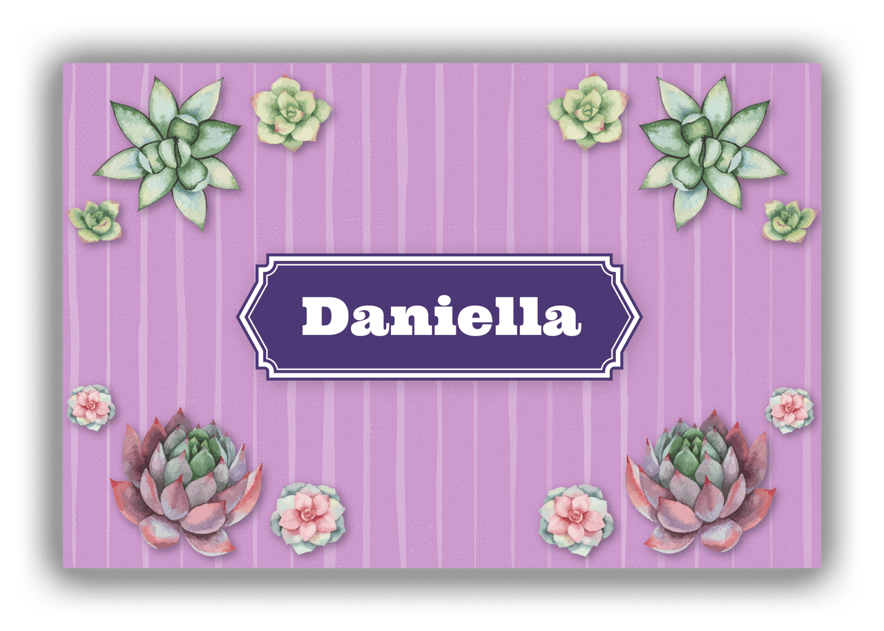 Personalized Cactus / Succulent Canvas Wrap & Photo Print I - Watercolor - Decorative Rectangle Nameplate - Front View