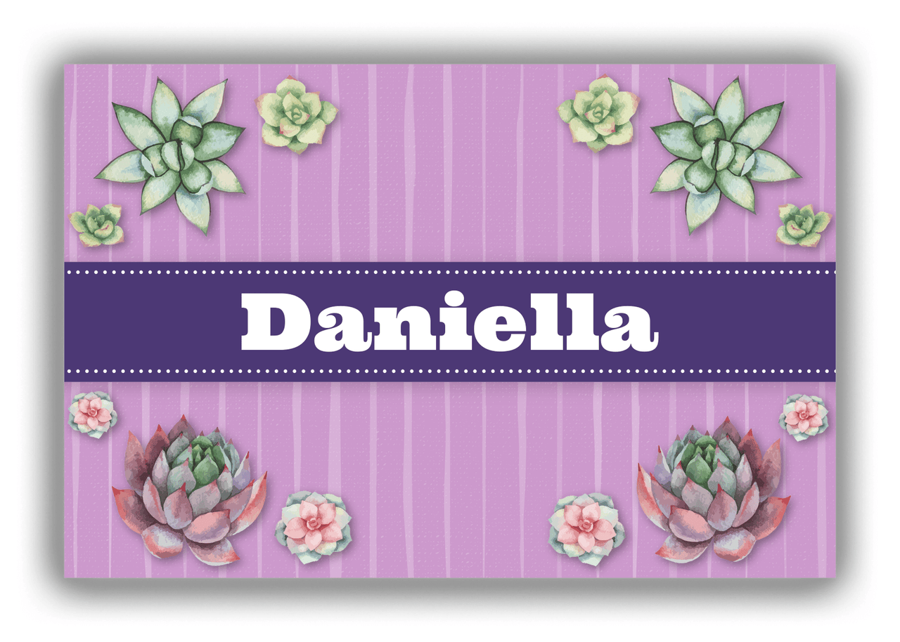 Personalized Cactus / Succulent Canvas Wrap & Photo Print I - Watercolor - Ribbon Nameplate - Front View