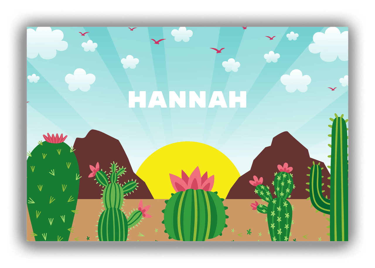 Personalized Cactus / Succulent Canvas Wrap & Photo Print II - Cactus Range - Teal Background - Front View