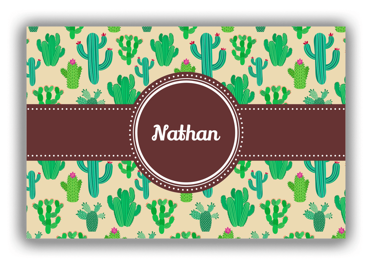 Personalized Cactus / Succulent Canvas Wrap & Photo Print III - Circle Ribbon Nameplate - Front View