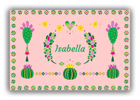 Thumbnail for Personalized Cactus / Succulent Canvas Wrap & Photo Print IV - Cactus Wreath - Pink Background - Front View