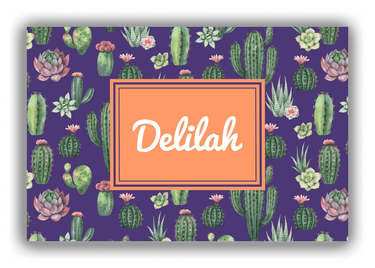 Personalized Cactus / Succulent Canvas Wrap & Photo Print V - Watercolor Cactus - Rectangle Nameplate - Front View
