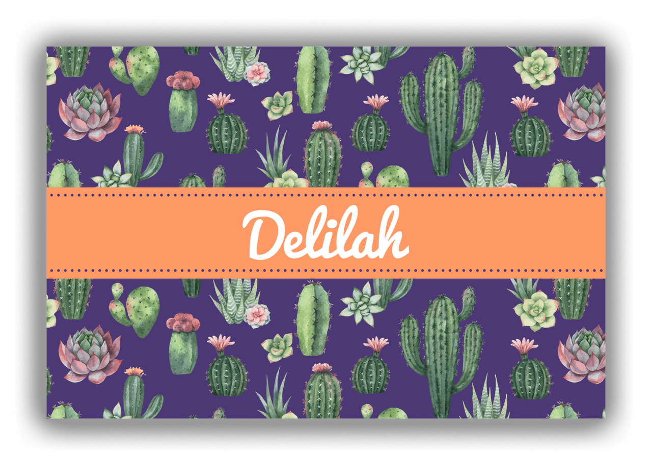 Personalized Cactus / Succulent Canvas Wrap & Photo Print V - Watercolor Cactus - Ribbon Nameplate - Front View