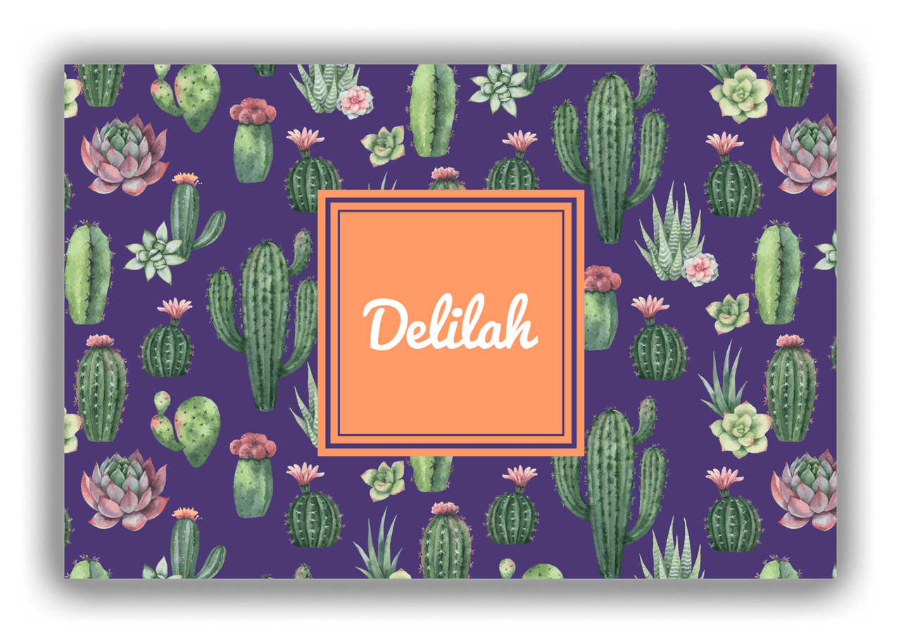 Personalized Cactus / Succulent Canvas Wrap & Photo Print V - Watercolor Cactus - Square Nameplate - Front View