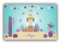 Thumbnail for Personalized Cactus / Succulent Canvas Wrap & Photo Print VI - Alpaca Hill - Teal Background - Front View