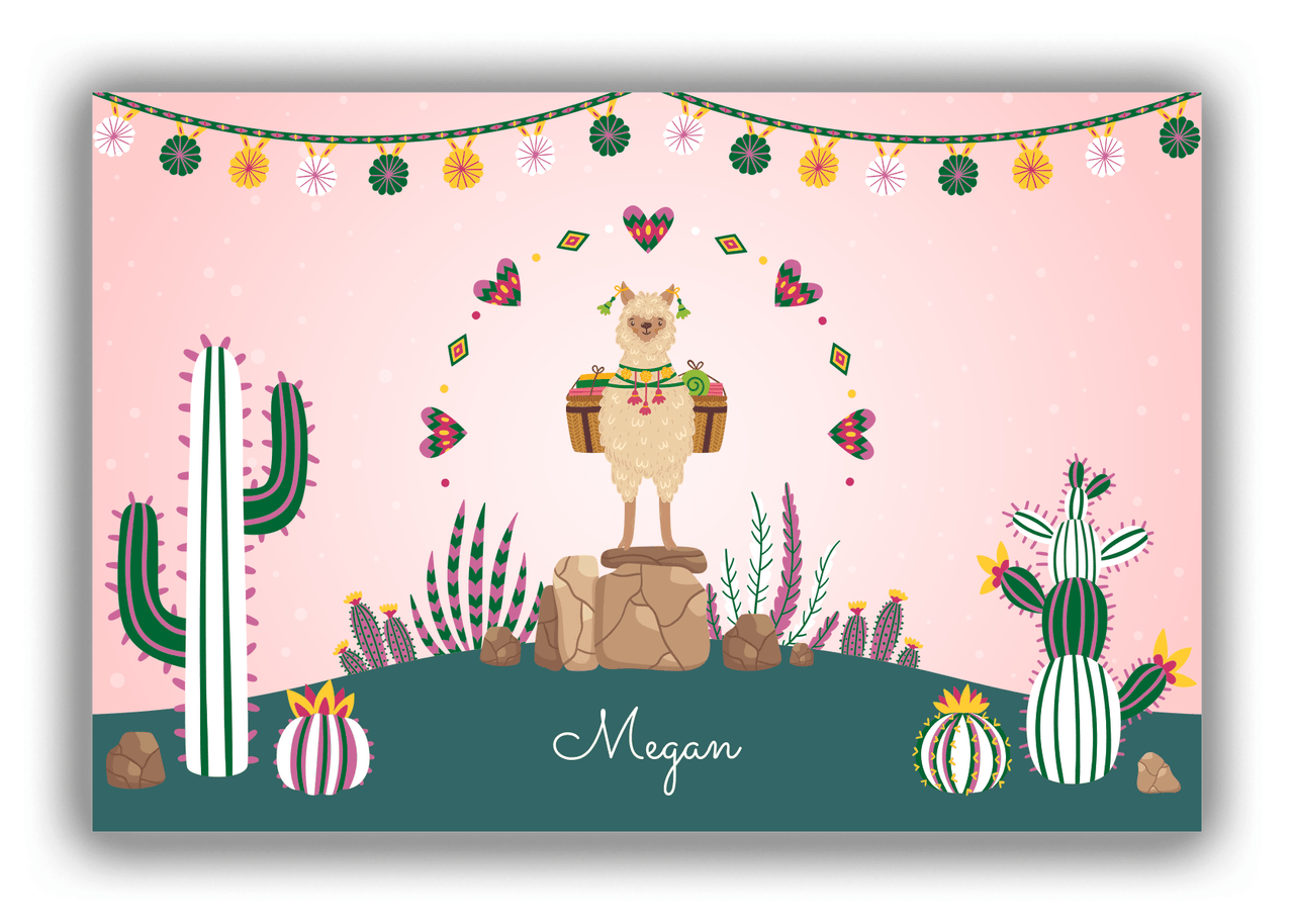Personalized Cactus / Succulent Canvas Wrap & Photo Print VI - Alpaca Hill - Pink Background - Front View