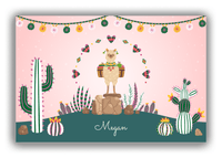 Thumbnail for Personalized Cactus / Succulent Canvas Wrap & Photo Print VI - Alpaca Hill - Pink Background - Front View