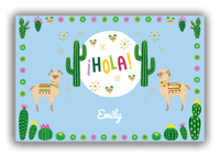 Thumbnail for Personalized Cactus / Succulent Canvas Wrap & Photo Print VII - Hola Alpaca - Blue Background - Front View