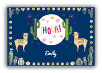 Thumbnail for Personalized Cactus / Succulent Canvas Wrap & Photo Print VII - Hola Alpaca - Navy Background - Front View