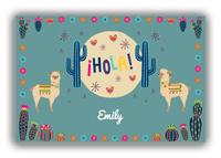 Thumbnail for Personalized Cactus / Succulent Canvas Wrap & Photo Print VII - Hola Alpaca - Teal Background - Front View