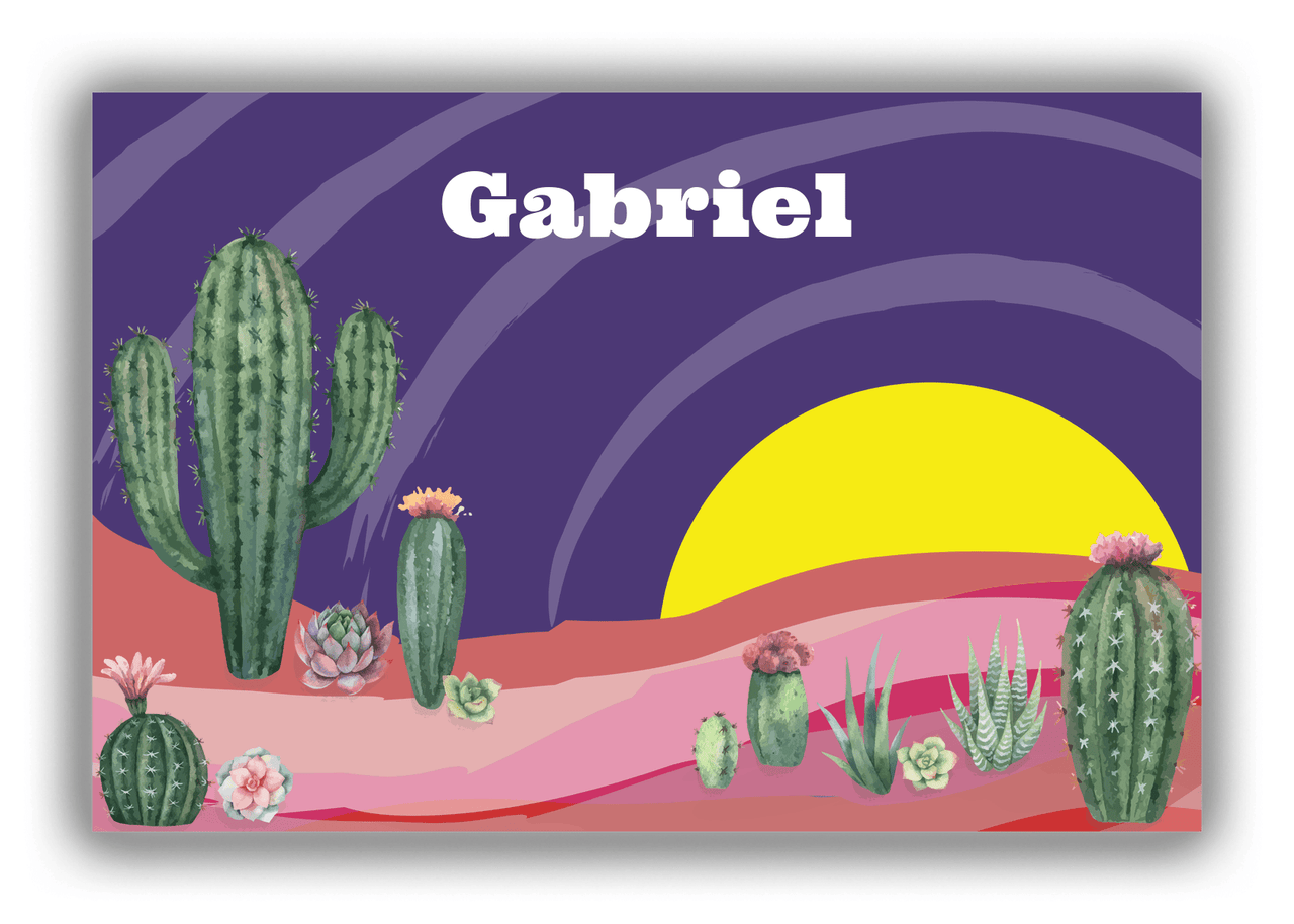 Personalized Cactus / Succulent Canvas Wrap & Photo Print VIII - Desert Brush - Purple Background - Front View