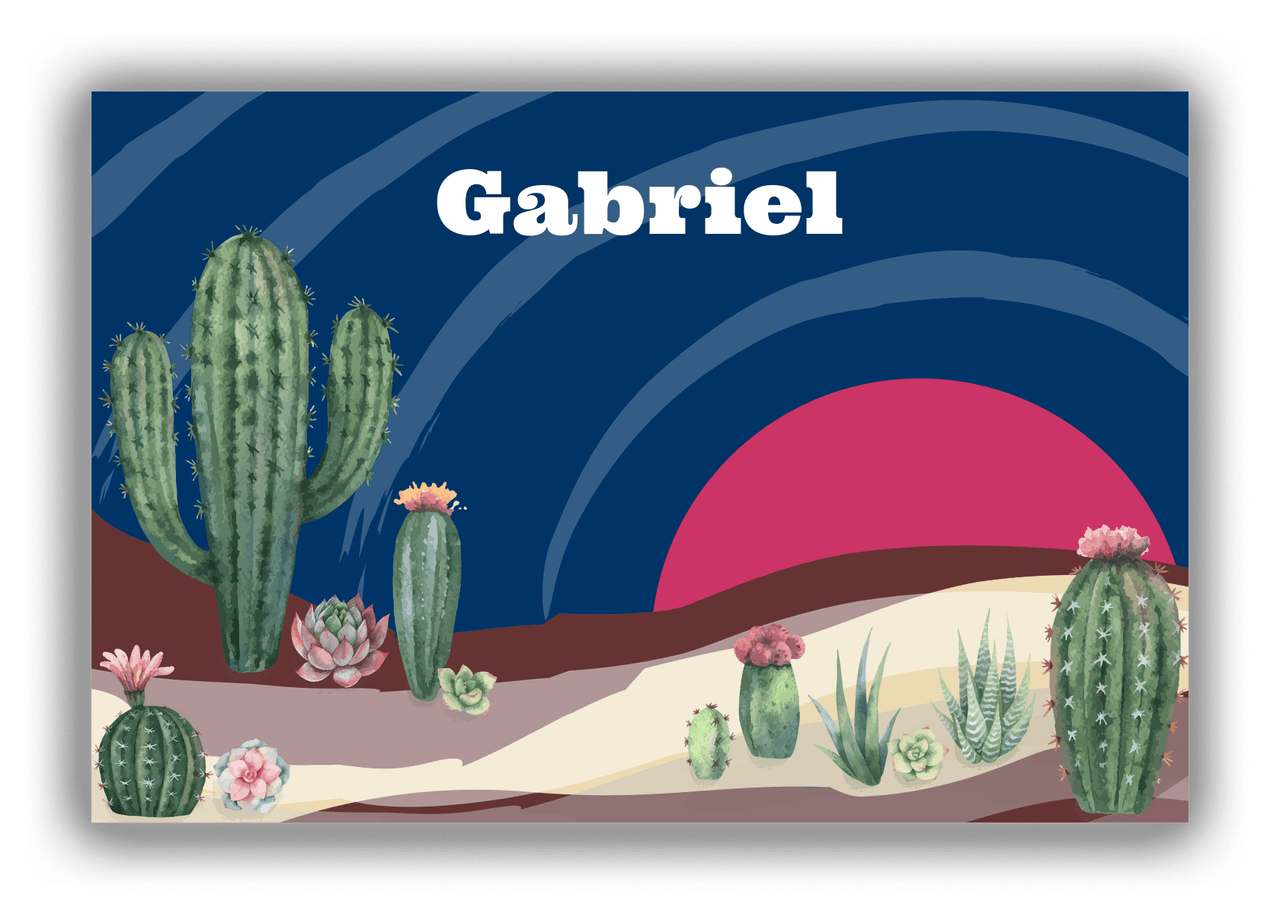 Personalized Cactus / Succulent Canvas Wrap & Photo Print VIII - Desert Brush - Blue Background - Front View