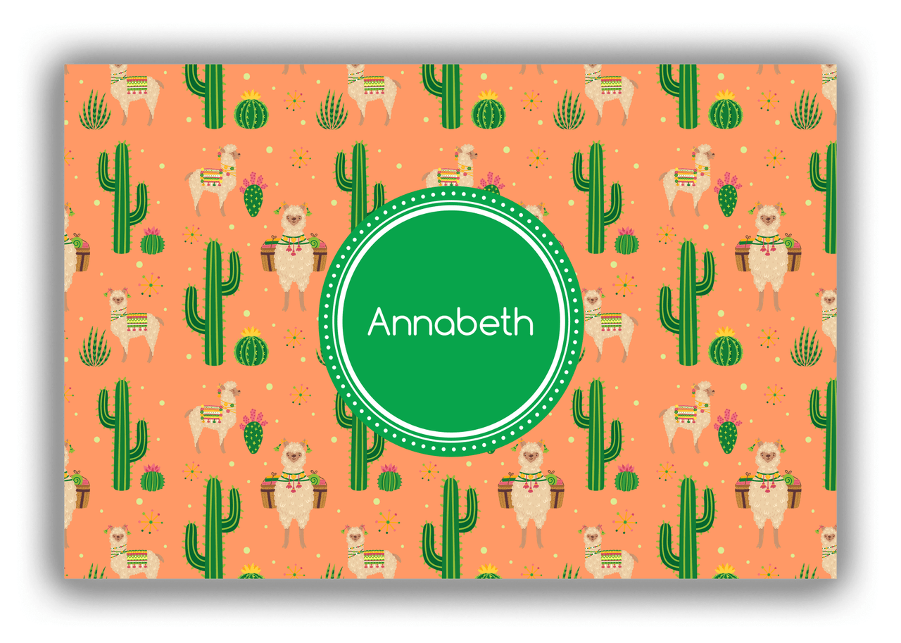 Personalized Cactus / Succulent Canvas Wrap & Photo Print X - Alpacas - Circle Nameplate - Front View