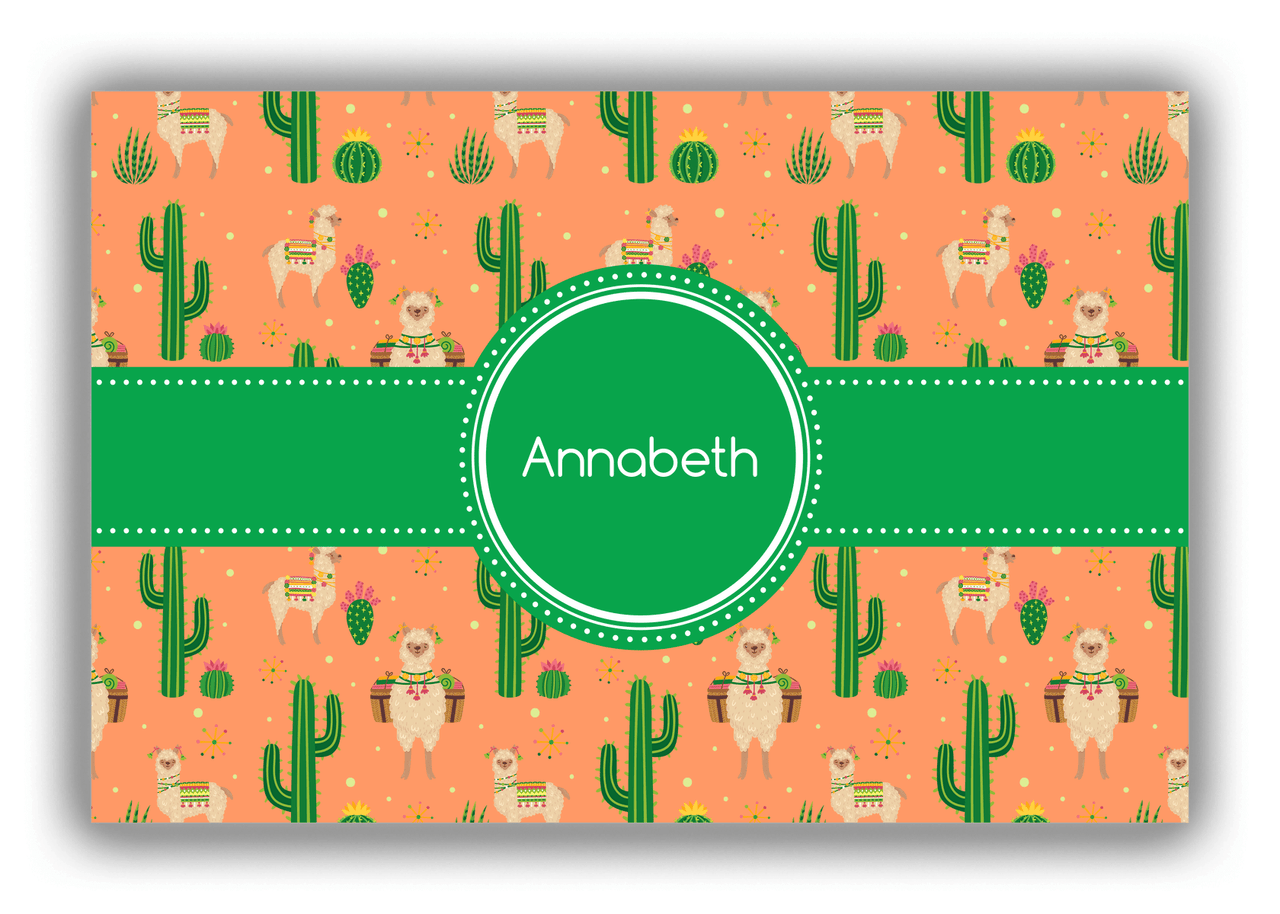 Personalized Cactus / Succulent Canvas Wrap & Photo Print X - Alpacas - Circle Ribbon Nameplate - Front View