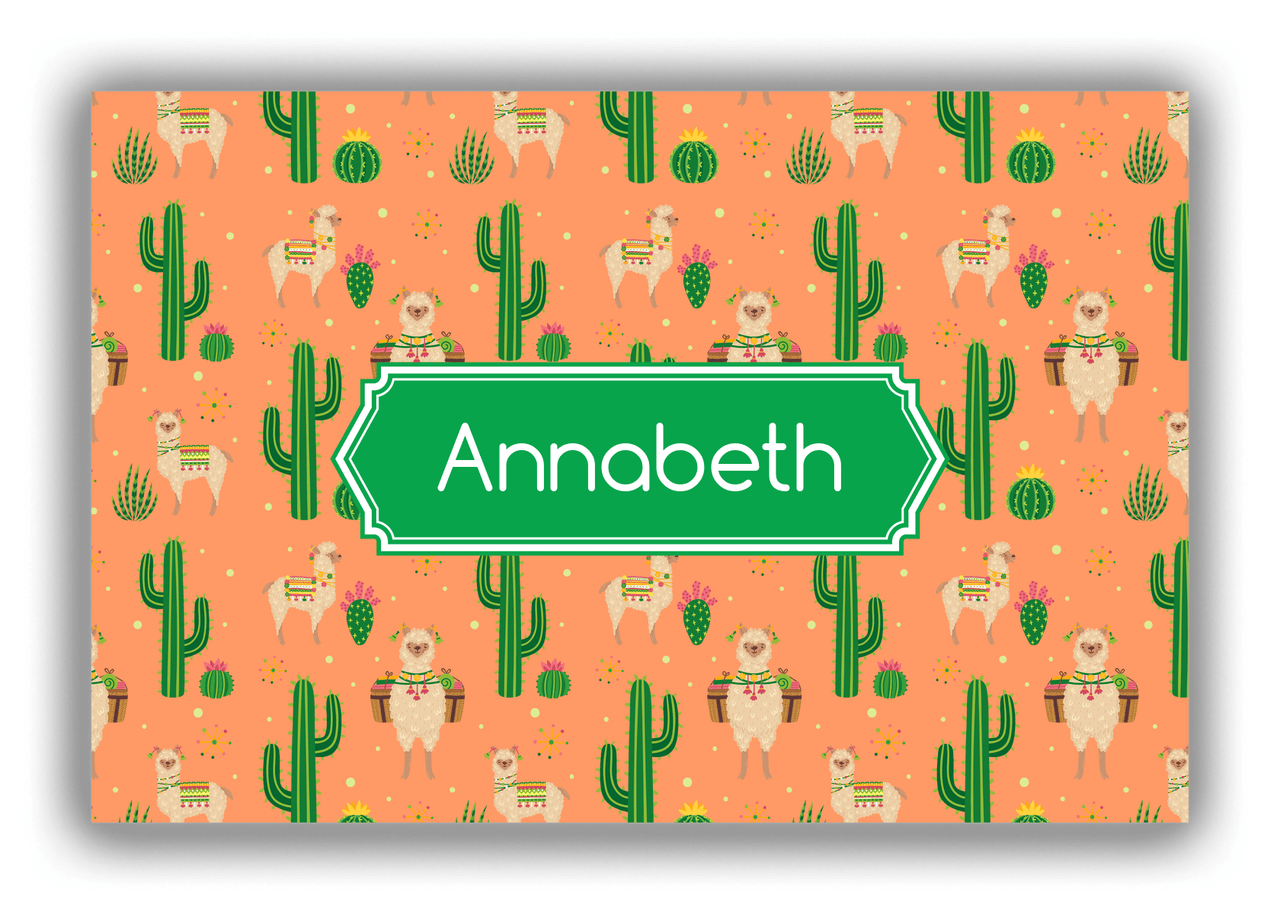 Personalized Cactus / Succulent Canvas Wrap & Photo Print X - Alpacas - Decorative Rectangle Nameplate - Front View
