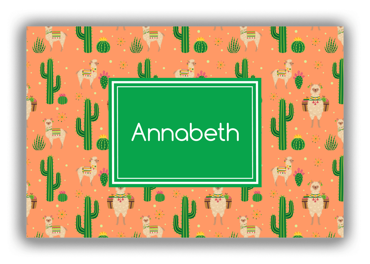 Personalized Cactus / Succulent Canvas Wrap & Photo Print X - Alpacas - Rectangle Nameplate - Front View