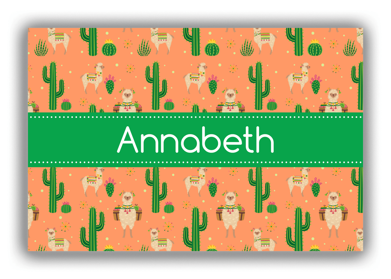 Personalized Cactus / Succulent Canvas Wrap & Photo Print X - Alpacas - Ribbon Nameplate - Front View