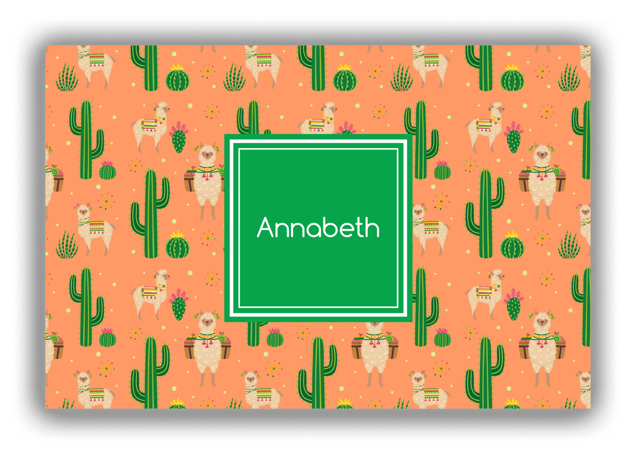 Personalized Cactus / Succulent Canvas Wrap & Photo Print X - Alpacas - Square Nameplate - Front View