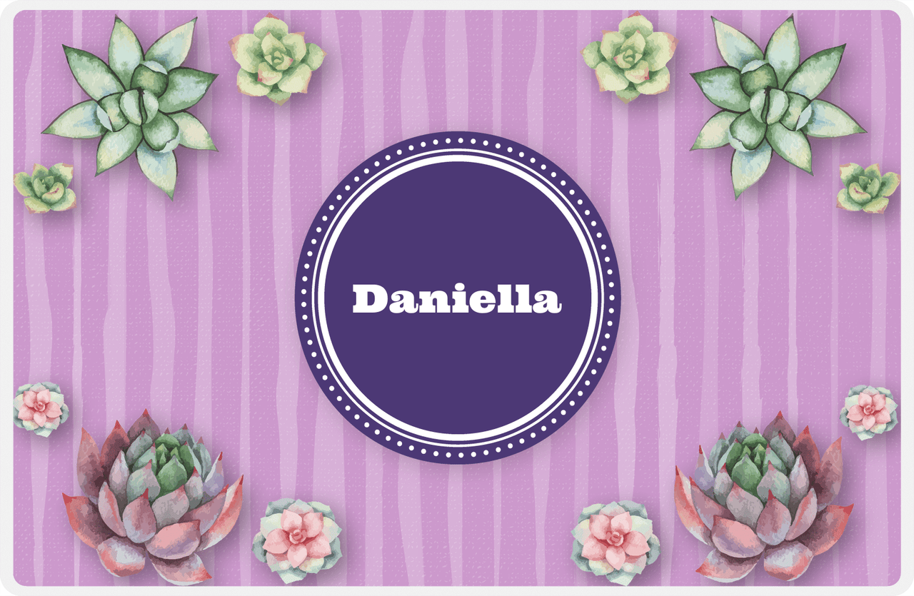 Personalized Cactus / Succulent Placemat I - Watercolor - Circle Nameplate -  View