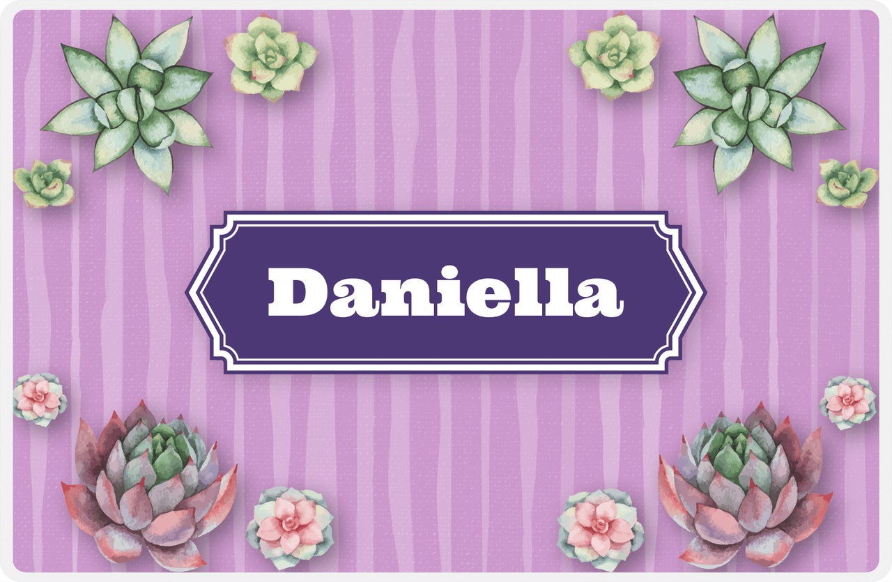 Personalized Cactus / Succulent Placemat I - Watercolor - Decorative Rectangle Nameplate -  View