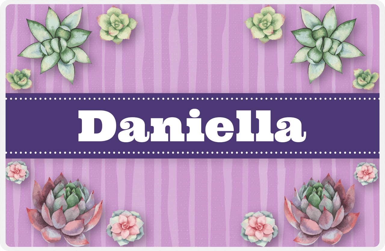 Personalized Cactus / Succulent Placemat I - Watercolor - Ribbon Nameplate -  View