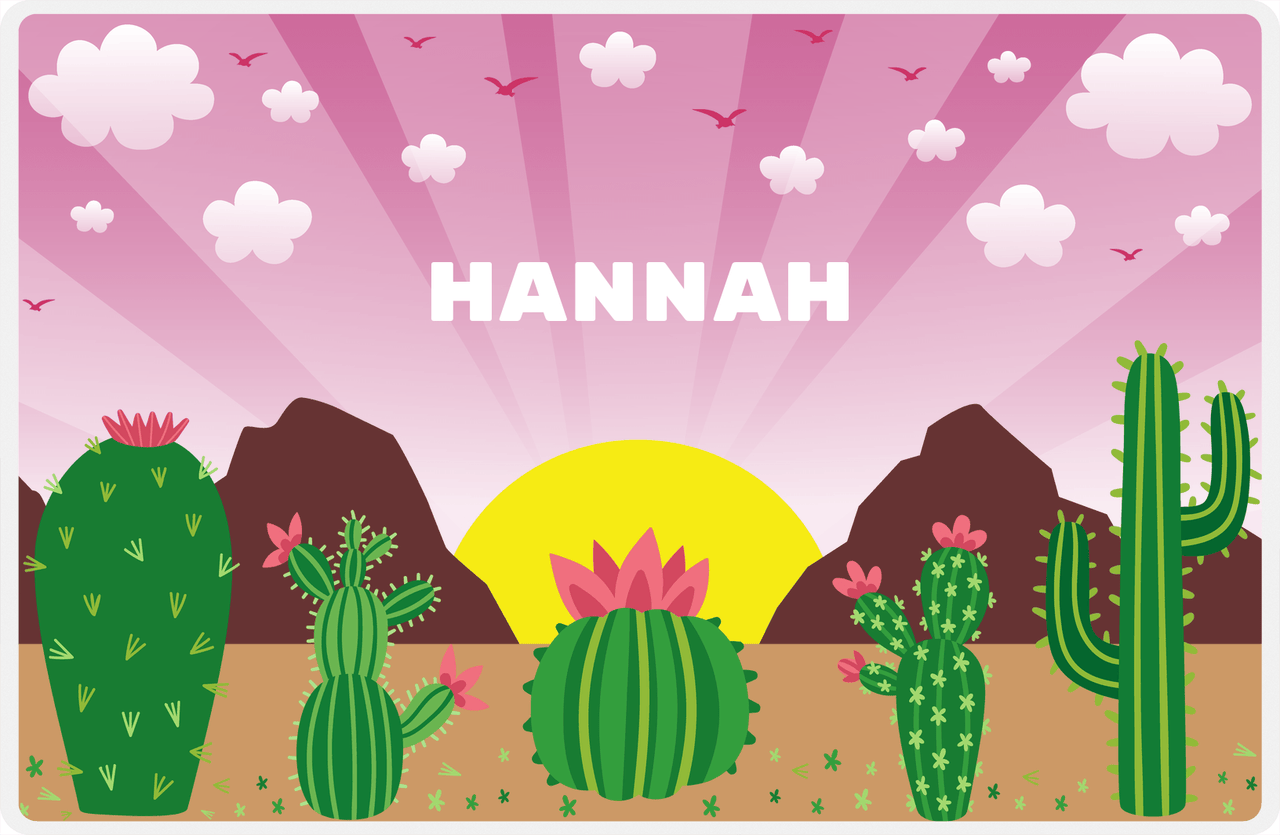 Personalized Cactus / Succulent Placemat II - Cactus Range - Pink Background -  View