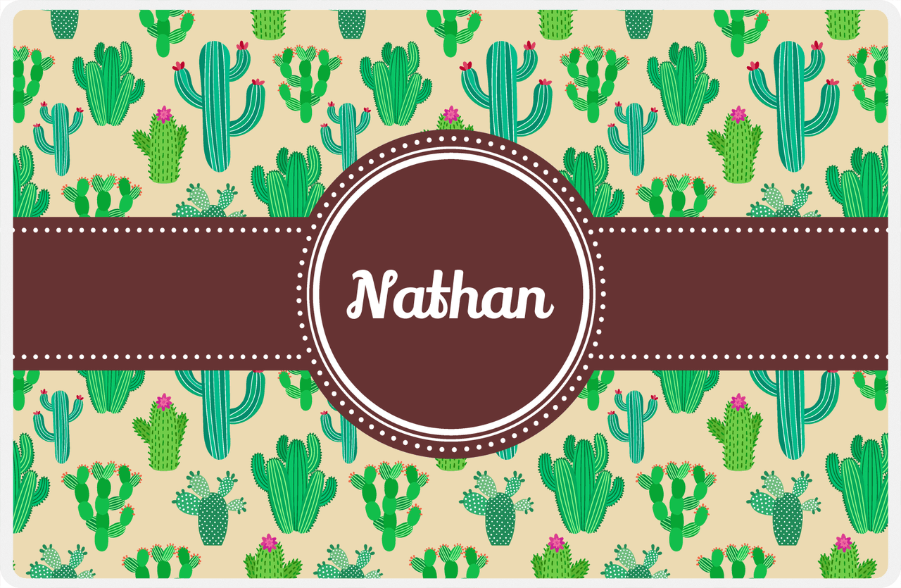 Personalized Cactus / Succulent Placemat III - Circle Ribbon Nameplate -  View