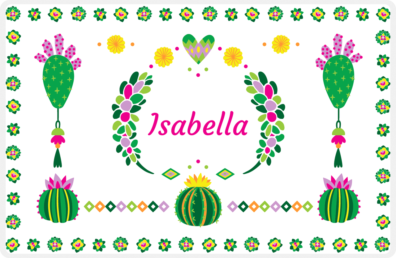 Personalized Cactus / Succulent Placemat IV - Cactus Wreath - White Background -  View