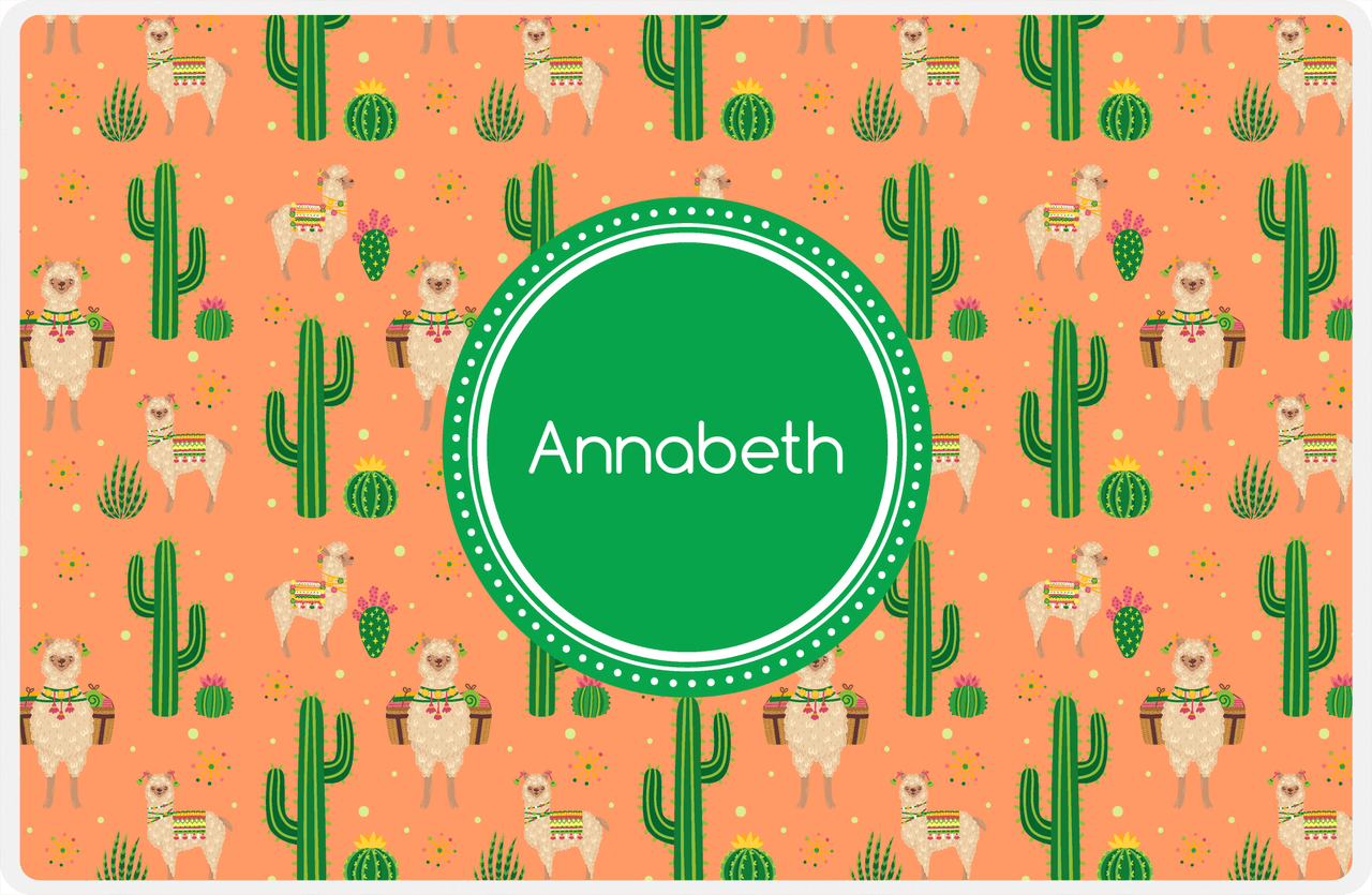 Personalized Cactus / Succulent Placemat X - Alpacas - Circle Nameplate -  View