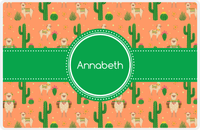 Thumbnail for Personalized Cactus / Succulent Placemat X - Alpacas - Circle Ribbon Nameplate -  View