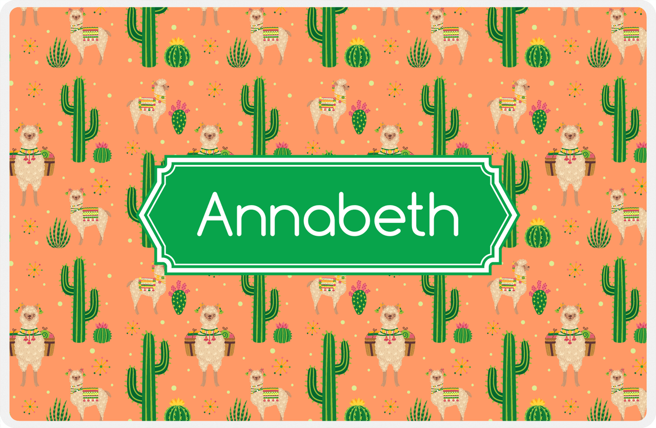 Personalized Cactus / Succulent Placemat X - Alpacas - Decorative Rectangle Nameplate -  View