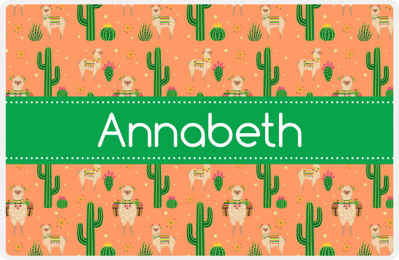 Personalized Cactus / Succulent Placemat X - Alpacas - Ribbon Nameplate -  View