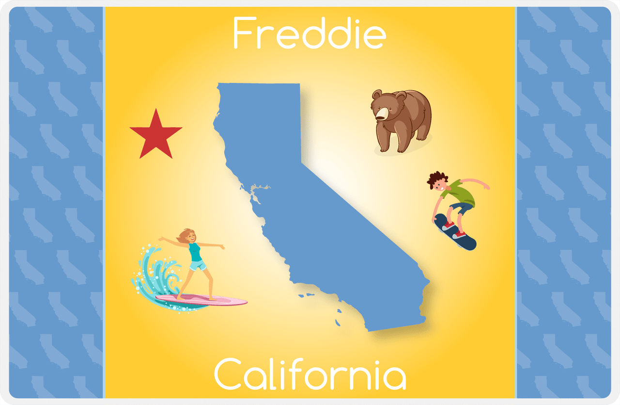 Personalized California Placemat - Yellow Background -  View