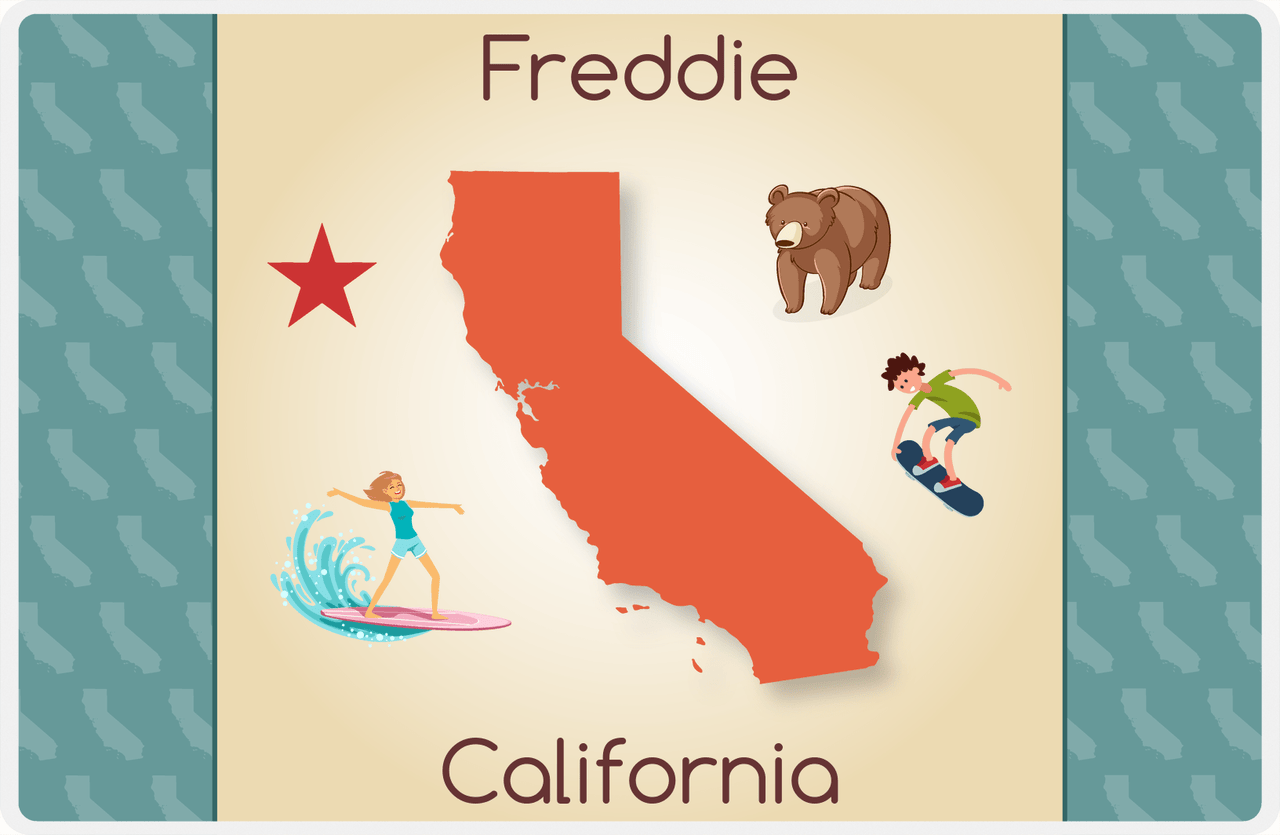 Personalized California Placemat - Tan Background -  View