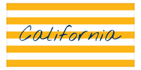 Thumbnail for Personalized California Striped Beach Towel - Gold and Blue - Front View