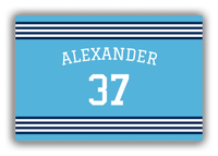 Thumbnail for Personalized Canvas Wrap & Photo Print - Jersey Number with Arched Name - Blue and Navy - Triple Stripe - Front View