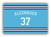 Thumbnail for Personalized Canvas Wrap & Photo Print - Jersey Number with Arched Name - Blue and Navy - Double Stripe - Front View