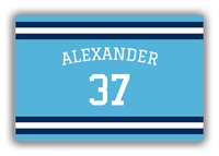 Thumbnail for Personalized Canvas Wrap & Photo Print - Jersey Number with Arched Name - Blue and Navy - Single Stripe - Front View