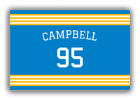 Thumbnail for Personalized Canvas Wrap & Photo Print - Jersey Number with Arched Name - Blue and Gold - Triple Stripe - Front View