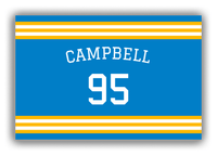Thumbnail for Personalized Canvas Wrap & Photo Print - Jersey Number with Arched Name - Blue and Gold - Double Stripe - Front View