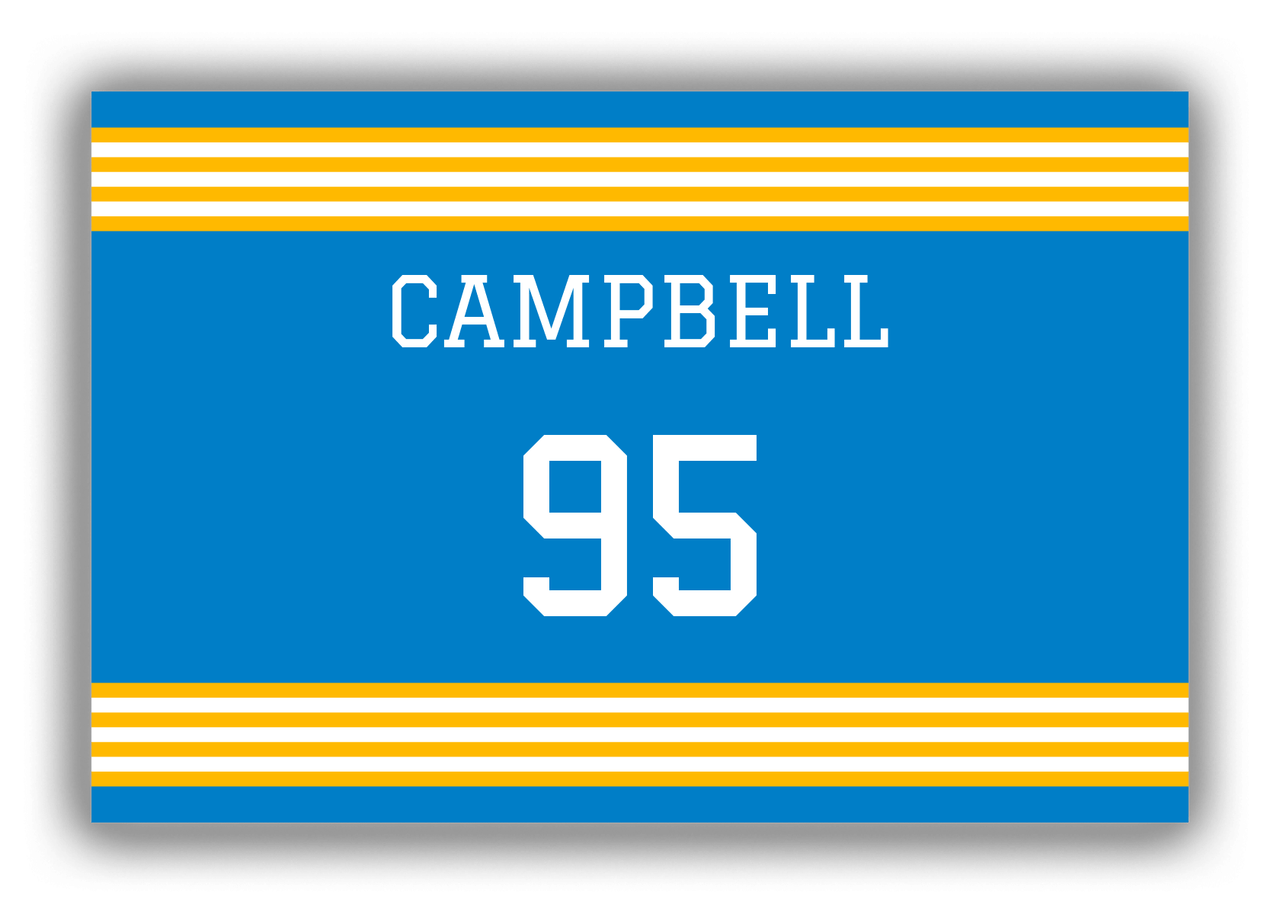 Personalized Canvas Wrap & Photo Print - Jersey Number - Blue and Gold - Triple Stripe - Front View