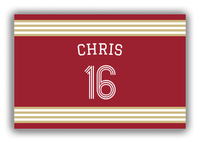 Thumbnail for Personalized Canvas Wrap & Photo Print - Jersey Number with Arched Name - Red and Gold - Triple Stripe - Front View