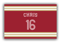 Thumbnail for Personalized Canvas Wrap & Photo Print - Jersey Number with Arched Name - Red and Gold - Double Stripe - Front View