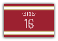 Thumbnail for Personalized Canvas Wrap & Photo Print - Jersey Number with Arched Name - Red and Gold - Single Stripe - Front View