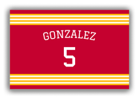 Thumbnail for Personalized Canvas Wrap & Photo Print - Jersey Number with Arched Name - Red and Yellow - Triple Stripe - Front View