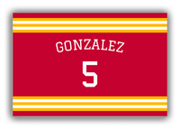 Thumbnail for Personalized Canvas Wrap & Photo Print - Jersey Number with Arched Name - Red and Yellow - Double Stripe - Front View